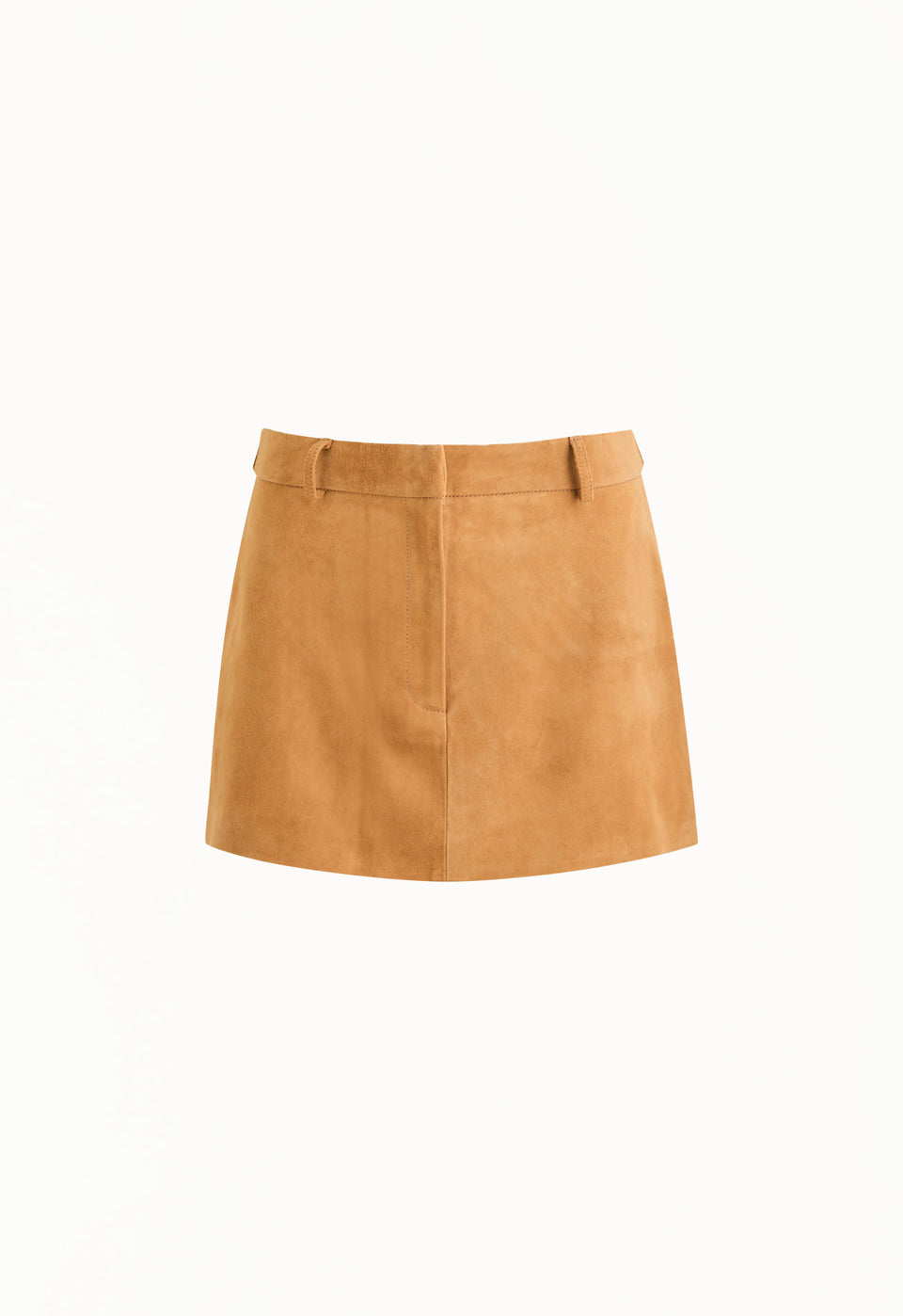 Leather Suede Mini Skirt in Suede Tan
