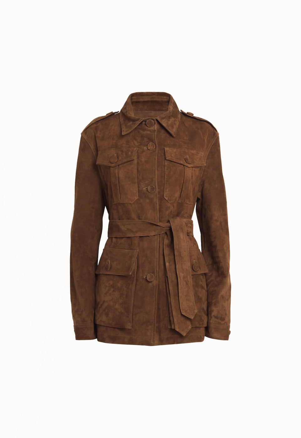Leather Suede Mid Jacket in Suede Honey Brown