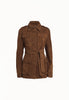 Leather Suede Mid Jacket in Suede Honey Brown